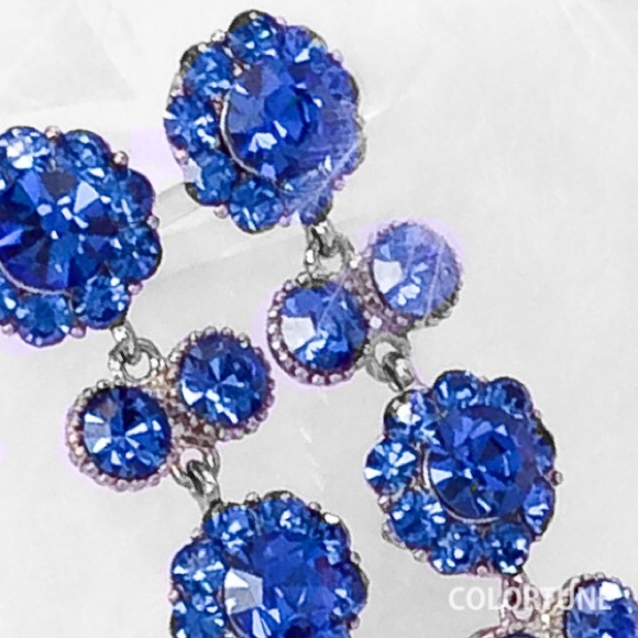 Cobalt Blue Swarovski Crystal 3" Occasion Earring - Picture 2 of 3